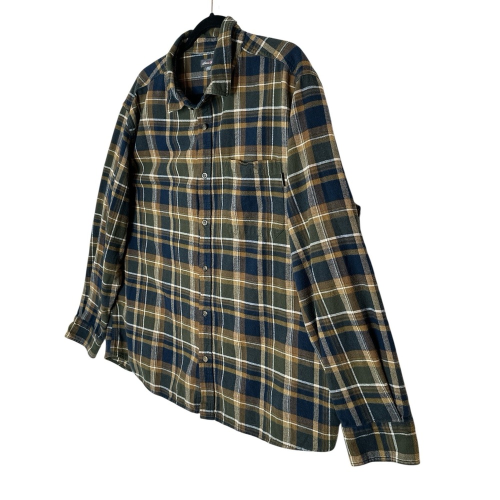 EDDIE BAUER Men Flannel Shirt 2XL Plaid Cozy Outdoor Classic Pocket Long Sleeve - Picture 7 of 8